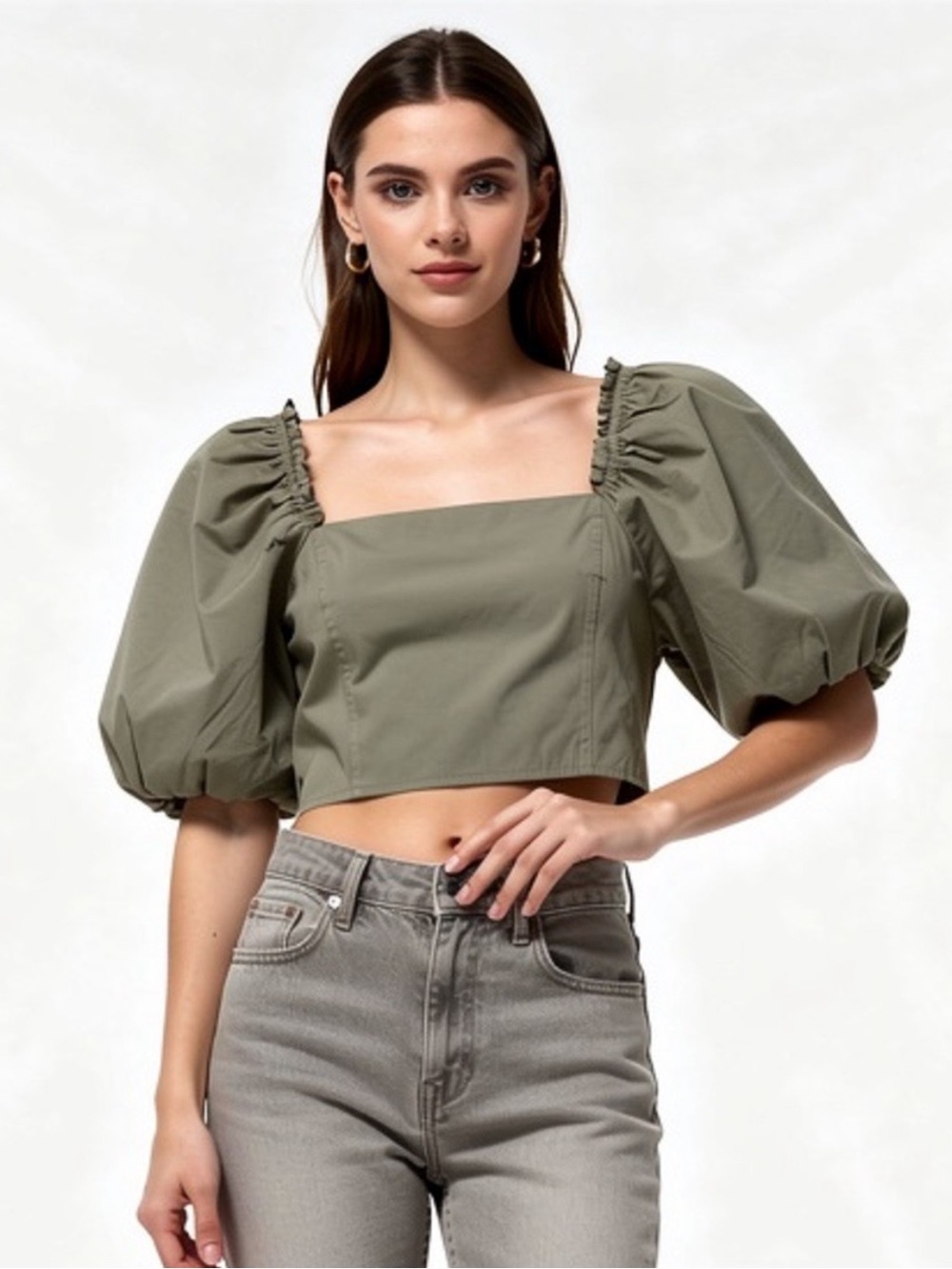 Jason Wu Puff sleeve Crop Top